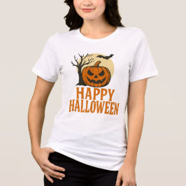 Unheimliches Halloween-T-Shirt mit Baum & Kürbis Tri-Blend Shirt