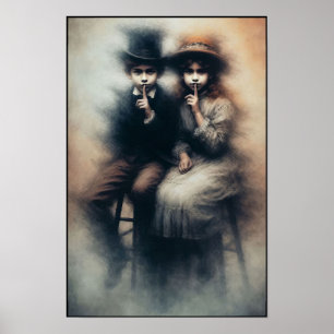 Unheimliches viktorianisches Bruder-und-Schwester- Poster