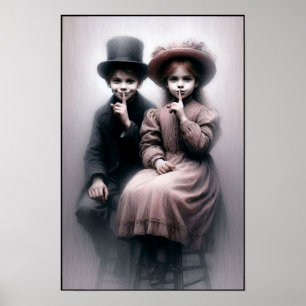 Unheimliches viktorianisches Bruder-und-Schwester- Poster