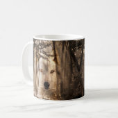 Unheimliches Wolfgesicht im Holz Kaffeetasse (Vorderseite Links)