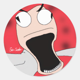 Unhinged puppet runder aufkleber