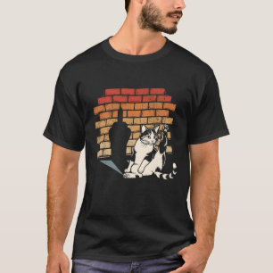Unhöfliche Katze leckt Beinschatten Finger Retrozi T-Shirt
