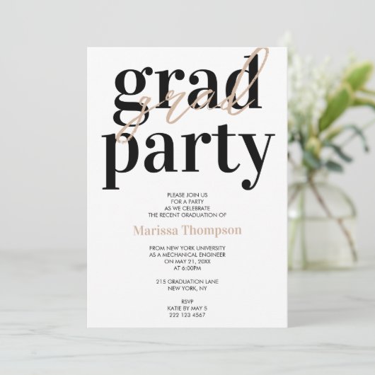 Uni-Abschluß für Maschinenbau Einladung (Stehend Vorderseite)