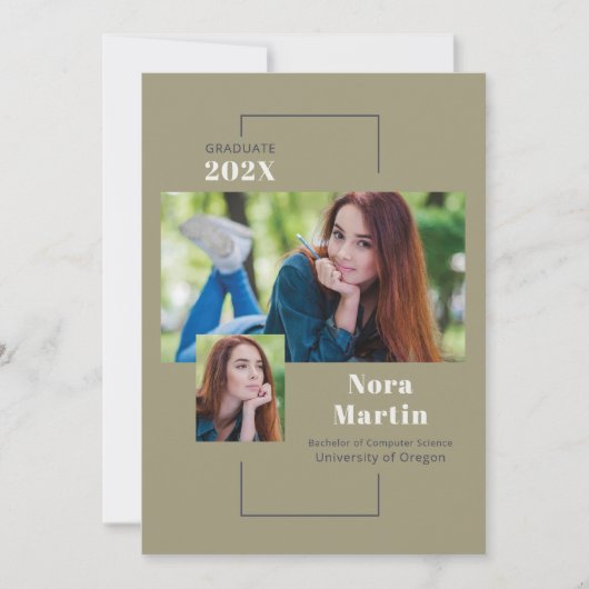 Uni-Abschluss Multi Foto Sage Einladung (Vorderseite)