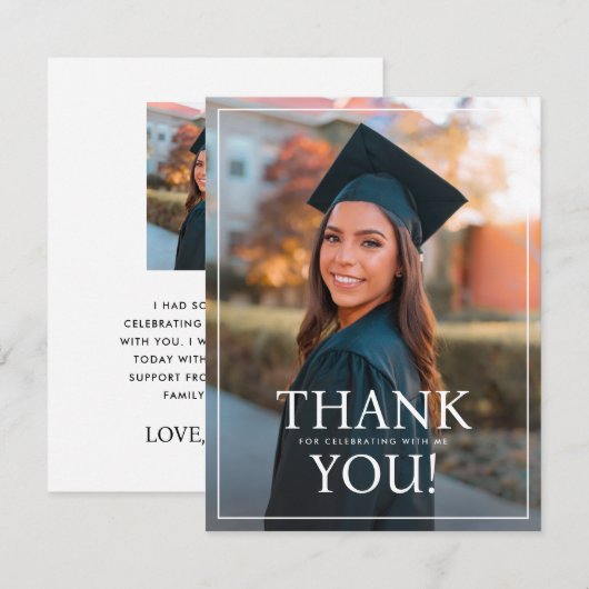 Uni-Abschluss-Party Danke Kartenvorlage (Vorne/Hinten)