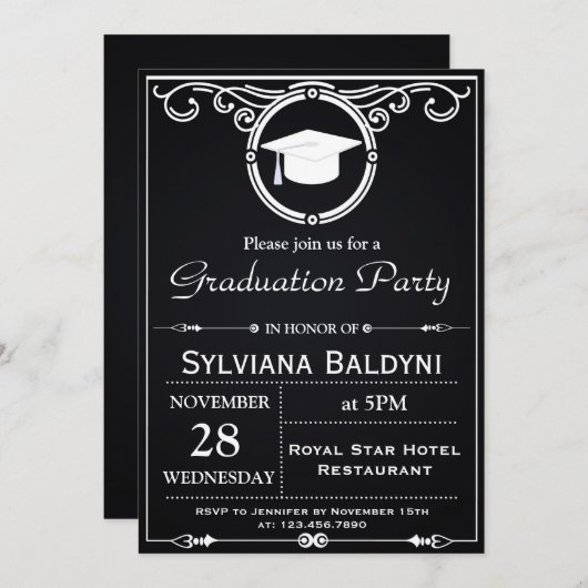 Uni-Abschluss-Party Einladung (Vorne/Hinten)