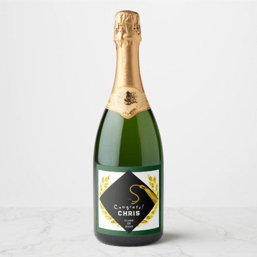 Uni-Abschluss Party Geschenk Schaumweinetikett (Vorderseite)
