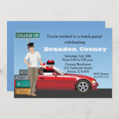 Uni-Abschluß Trunk Party weg Brünett Einladung (Vorne/Hinten)