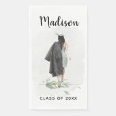 Uni-Abschluss Wasserfarbe Ihr Name Party Serviette (Vorderseite)