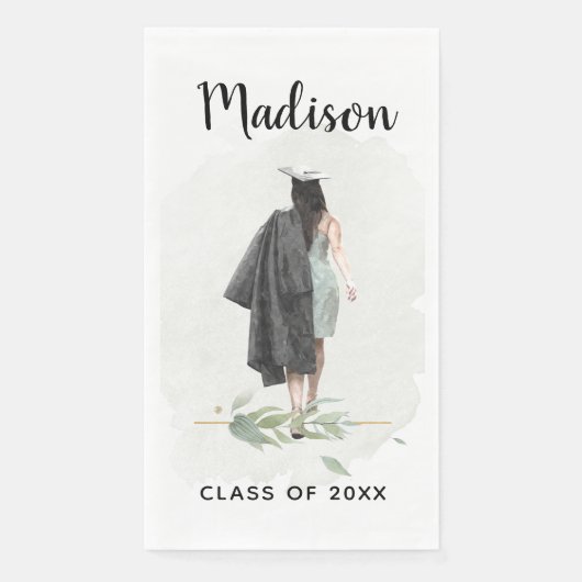 Uni-Abschluss Wasserfarbe Ihr Name Party Serviette (Vorderseite)