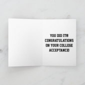 Uni Akzeptanz - junger Mann Karte (Innenseite)