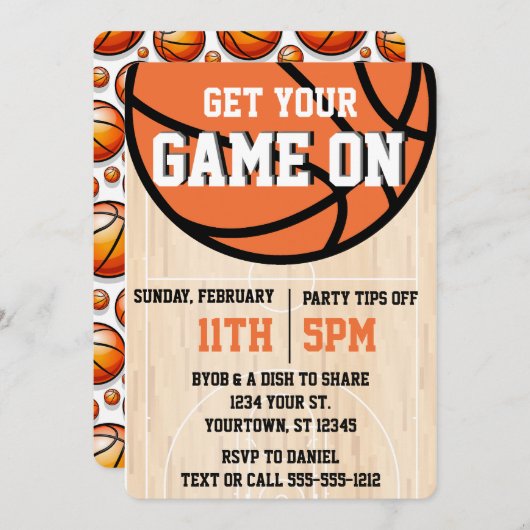 Uni Basketball März Madness Party Einladung (Vorne/Hinten)