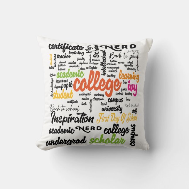Uni Bildung Word Cloud-Muster Kissen (Vorderseite)