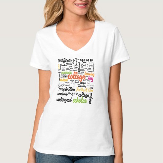 Uni Bildung Word Cloud-Muster T-Shirt (Vorderseite)
