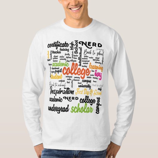 Uni Bildung Word Cloud-Muster T-Shirt (Vorderseite)