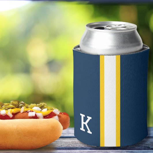 Uni Blau/Mais/Weiße Streifen Dosenkühler