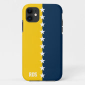 Uni Blau- und Maisgelbe Monogramm Case-Mate iPhone Hülle (Rückseite)