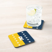 Uni Blau- und Maisgelbe Monogramm Getränkeuntersetzer (Rechte Seite)