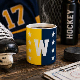 Uni Blau- und Maisgelbe Monogramm Kaffeetasse