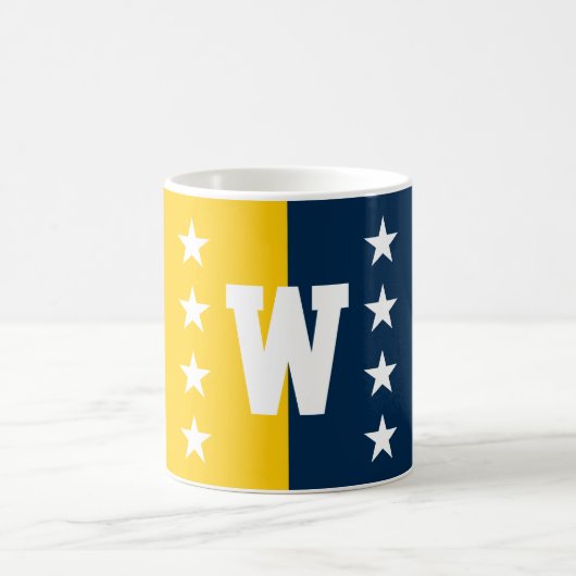 Uni Blau- und Maisgelbe Monogramm Kaffeetasse (Mittel)