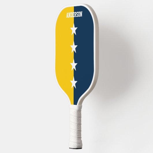 Uni Blau- und Maisgelbe Monogramm Pickleball Schläger (Links)