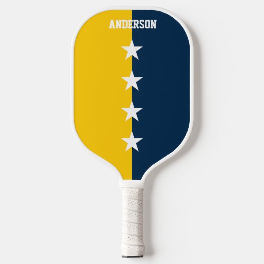 Uni Blau- und Maisgelbe Monogramm Pickleball Schläger (Vorderseite)