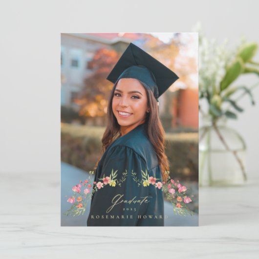 Uni Blumenbogen 2 Foto Grad Ankündigung (Stehend Vorderseite)