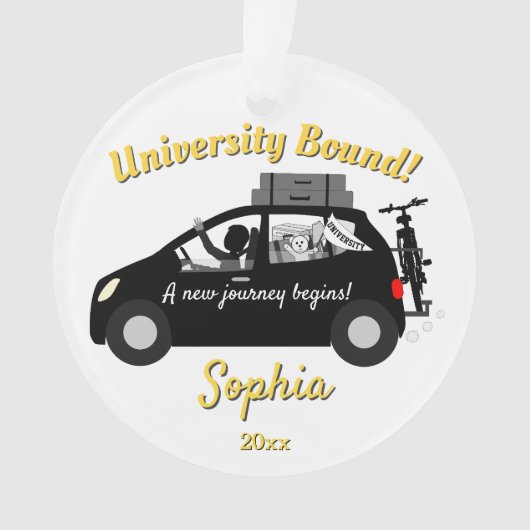 Uni Bound Girl Yellow Acrylic Ornament (Vorderseite)