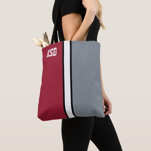 Uni Colors Crimson Red, Grau & White Monogram Tasche (Von Nahem)