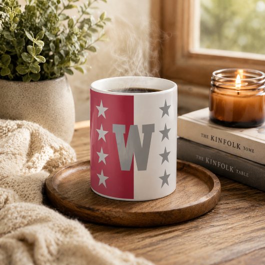 Uni Colors Crimson Red & White Monogram Kaffeetasse
