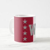 Uni Colors Crimson Red & White Monogram Kaffeetasse (Vorderseite Links)