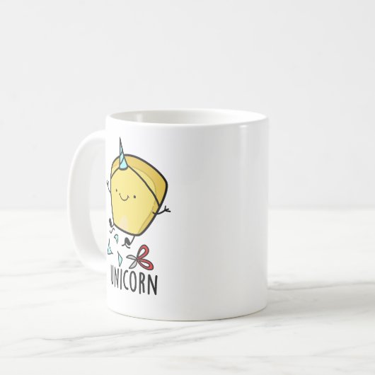 Uni-corn Funny Corn Pun Kaffeetasse (Vorderseite Links)