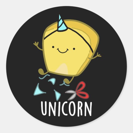 Uni-corn Funny Mais Pun Dark BG Runder Aufkleber (Vorderseite)
