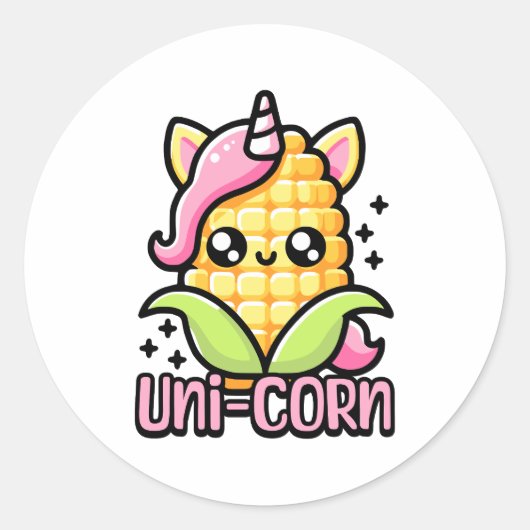 Uni-Corn! Niedlicher Maispun Runder Aufkleber (Vorderseite)