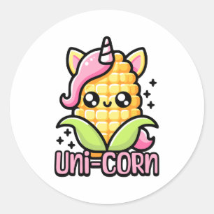 Uni-Corn! Niedlicher Maispun Runder Aufkleber