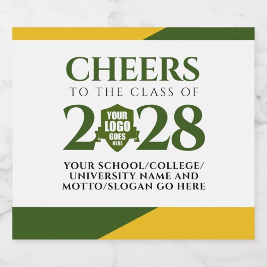 Uni der Green Gold School Abschluss Schaumweinetikett (Einzelnes Label)