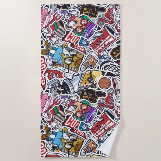 Uni Dynamic Art Urban Graffiti-Muster Strandtuch (Vorderseite)