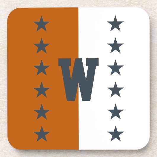 Uni Farben Burnt Orange, Dunkelgrau und Weiß Getränkeuntersetzer (Vorderseite)