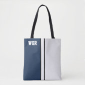 Uni Farben dunkelblau und weiß Monogramm Tasche (Vorderseite)