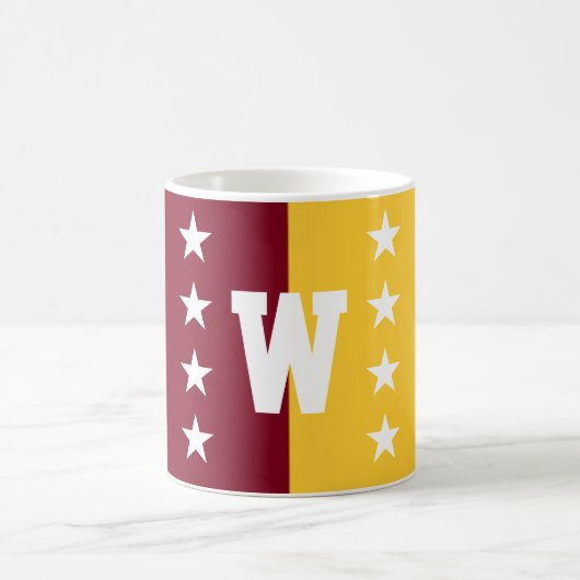 Uni-Farben-Maroon und Gold-Monogramm Kaffeetasse (Mittel)