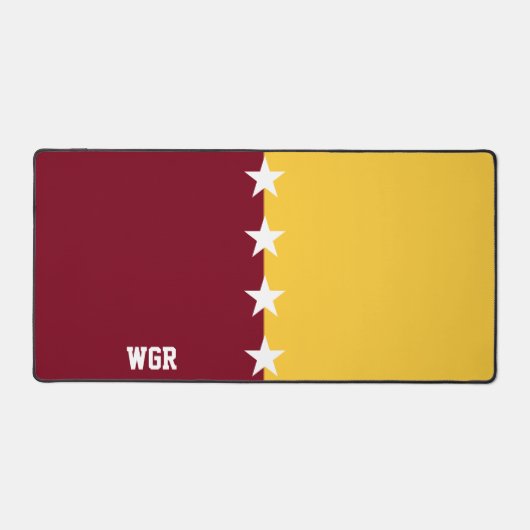 Uni-Farben-Maroon und Gold-Monogramm Schreibtischunterlage (Vorderseite)