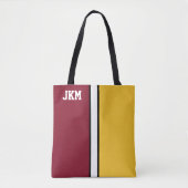 Uni-Farben-Maroon und Gold-Monogramm Tasche (Vorderseite)