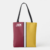 Uni-Farben-Maroon und Gold-Monogramm Tasche (Rückseite)