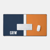 Uni Farben Navy Blue & Orange Monogram Schreibtischunterlage (Tastatur & Maus)