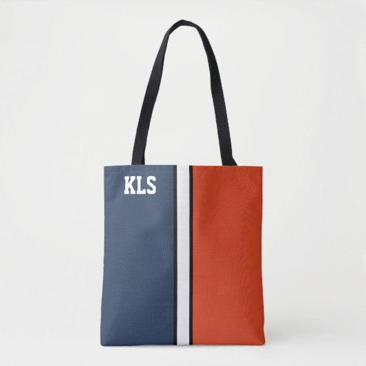 Uni Farben Navy Blue & Orange Monogram Tasche (Vorderseite)
