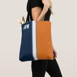 Uni Farben Navy Blue & Orange Monogram Tasche