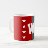 Uni Farben Scharlachrot und Dunkelgrau Monogramm Kaffeetasse (Vorderseite Links)