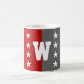 Uni Farben Scharlachrot und Dunkelgrau Monogramm Kaffeetasse (Mittel)