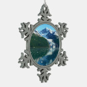 Uni Fjord I Beautiful Alaska Fotografie Schneeflocken Zinn-Ornament (Links)