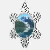 Uni Fjord I Beautiful Alaska Fotografie Schneeflocken Zinn-Ornament (Rechts)